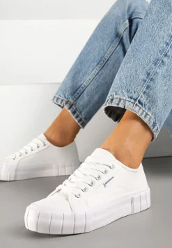 Białe Trampki na Tłoczonej Platformie Maivoria