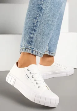Białe Trampki na Tłoczonej Platformie Maivoria