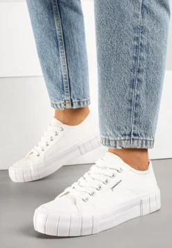 Białe Trampki na Tłoczonej Platformie Maivoria