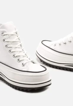 Białe Trampki na Wysokiej Platformie z Cholewką za Kostkę Anlitela