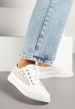 Białe Trampki Tenisówki Ozdobione Ażurową Cholewką Xalimi