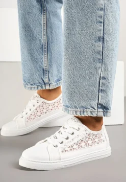 Białe Trampki Tenisówki Ozdobione Ażurową Cholewką Xalimi