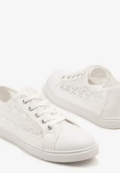 Białe Trampki Tenisówki Ozdobione Ażurową Cholewką Xalimi