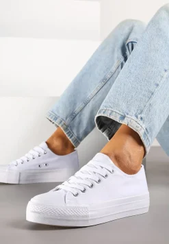 Białe Trampki Vices na Platformie z Niską Cholewką Tiloria