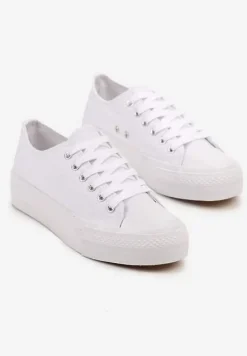 Białe Trampki Vices na Platformie z Niską Cholewką Tiloria