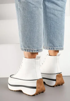 Białe Trampki z Cholewką za Kostkę na Platformie Falavira
