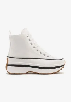 Białe Trampki z Cholewką za Kostkę na Platformie Falavira