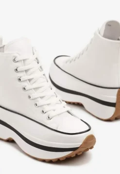 Białe Trampki z Cholewką za Kostkę na Platformie Falavira