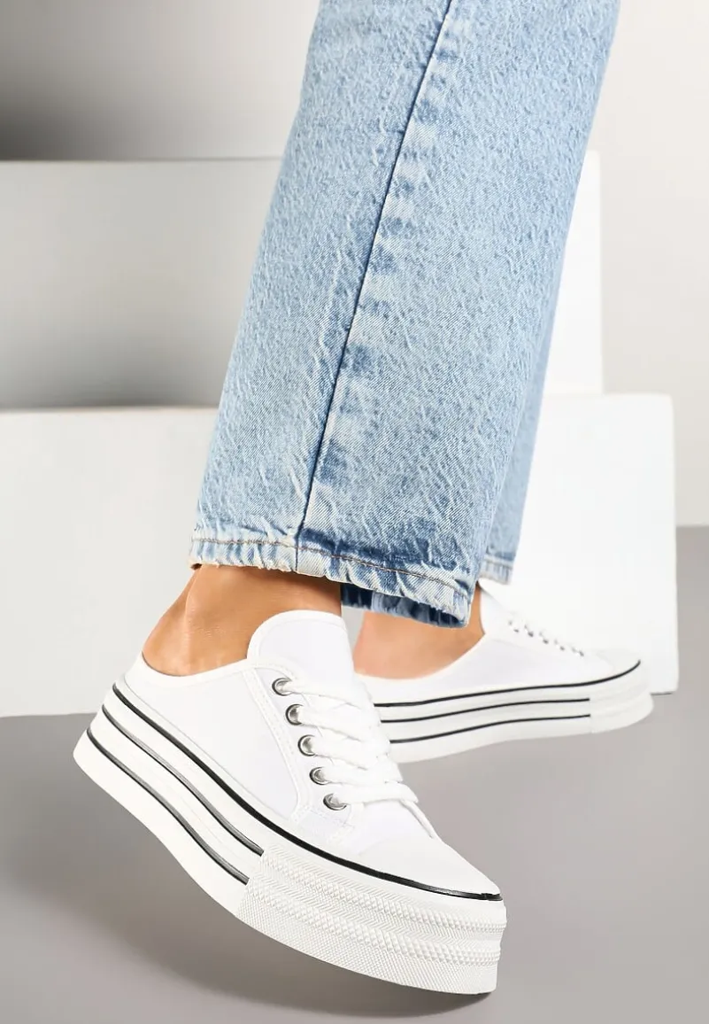 Białe Trampki z Niską Cholewką na Podwójnej Podeszwie Lenisna