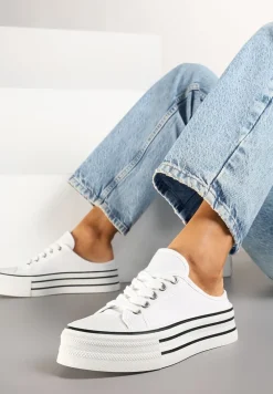 Białe Trampki z Niską Cholewką na Podwójnej Podeszwie Lenisna