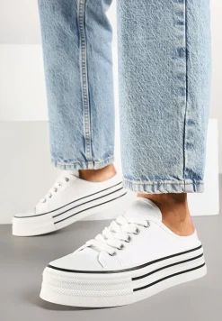 Białe Trampki z Niską Cholewką na Podwójnej Podeszwie Lenisna