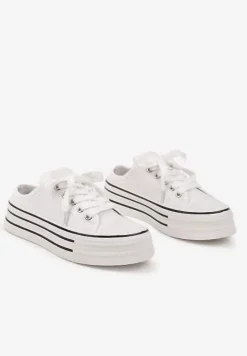 Białe Trampki z Niską Cholewką na Podwójnej Podeszwie Lenisna