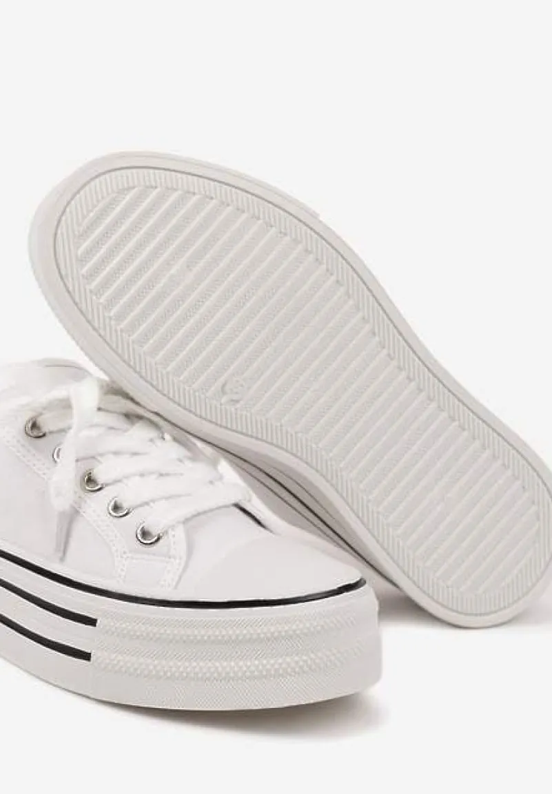 Białe Trampki z Niską Cholewką na Podwójnej Podeszwie Lenisna