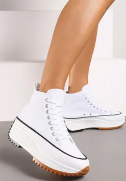 Białe Trampki za Kostkę na Wysokiej Platformie Julieyati