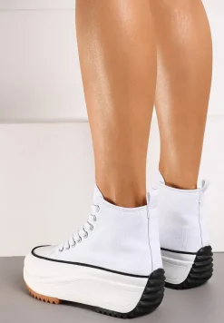 Białe Trampki za Kostkę na Wysokiej Platformie Julieyati