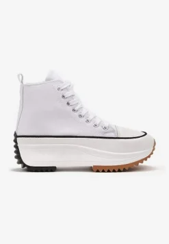 Białe Trampki za Kostkę na Wysokiej Platformie Julieyati