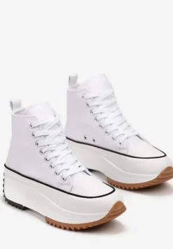 Białe Trampki za Kostkę na Wysokiej Platformie Julieyati