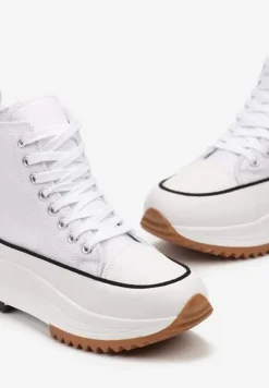Białe Trampki za Kostkę na Wysokiej Platformie Julieyati