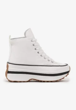 Białe Trampki za Kostkę na Platformie z Tłoczeniami Danawinn