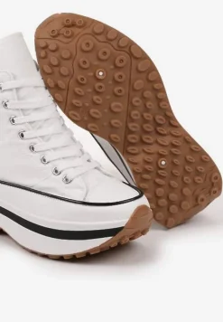 Białe Trampki za Kostkę na Platformie z Tłoczeniami Danawinn