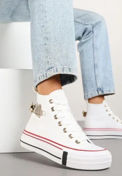 Białe Trampki za Kostkę Ozdobione Aplikacją 3D Vizana