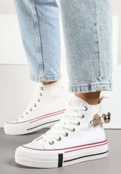 Białe Trampki za Kostkę Ozdobione Aplikacją 3D Vizana