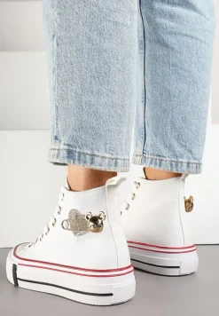 Białe Trampki za Kostkę Ozdobione Aplikacją 3D Vizana