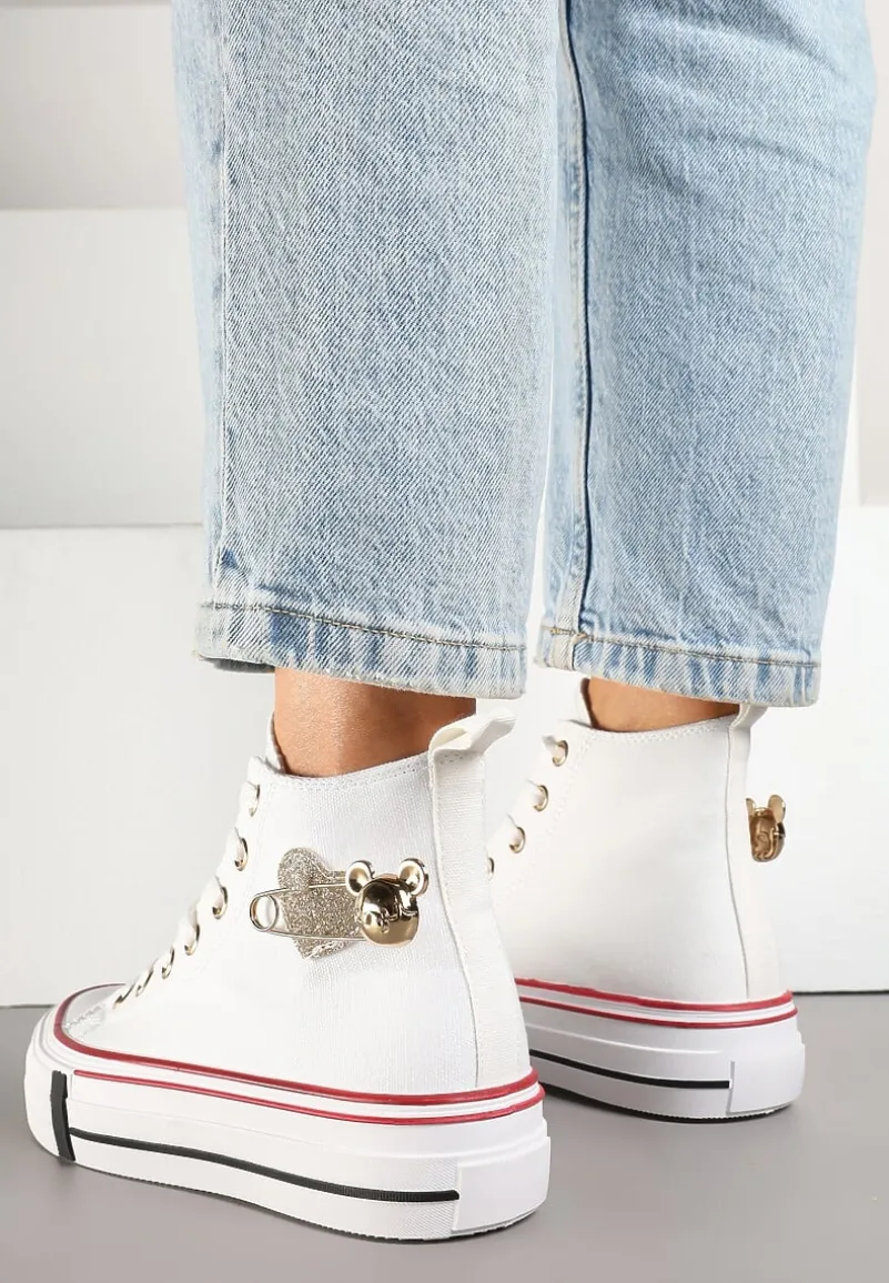 Białe Trampki za Kostkę Ozdobione Aplikacją 3D Vizana