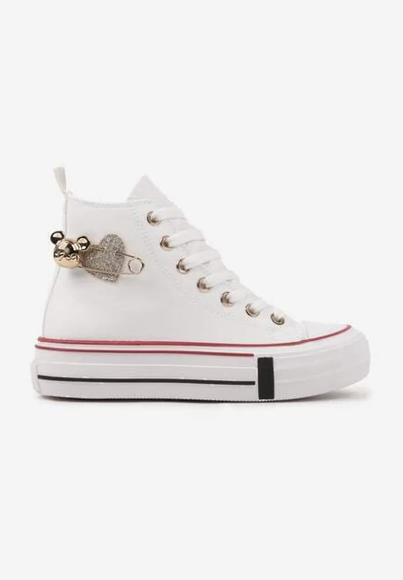 Białe Trampki za Kostkę Ozdobione Aplikacją 3D Vizana