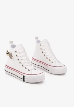 Białe Trampki za Kostkę Ozdobione Aplikacją 3D Vizana