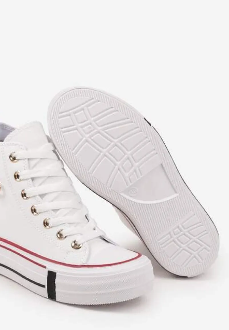 Białe Trampki za Kostkę Ozdobione Aplikacją 3D Vizana