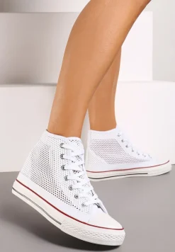 Białe Trampki za Kostkę z Perforacją Welagia