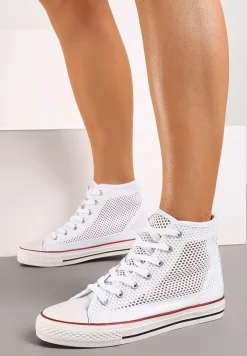 Białe Trampki za Kostkę z Perforacją Welagia