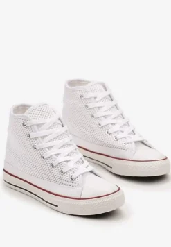 Białe Trampki za Kostkę z Perforacją Welagia