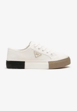 Białe Trampki ze Sznurowaniem Zdobione Metalową Aplikacją Vimeria