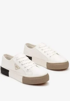 Białe Trampki ze Sznurowaniem Zdobione Metalową Aplikacją Vimeria