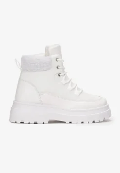 Białe Traperki Sznurowane Trapery Janne