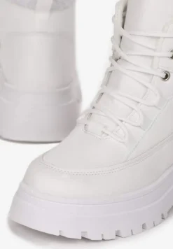Białe Traperki Sznurowane Trapery Janne