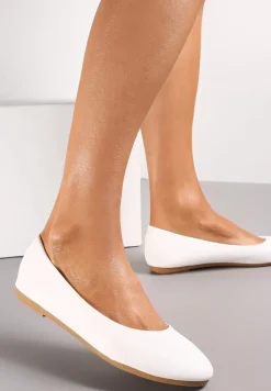 Białe Wsuwane Balerinki z Okrągłym Noskiem Mialani