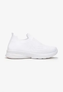 Białe Wsuwane Buty Sportowe na Płaskiej Podeszwie Sheina