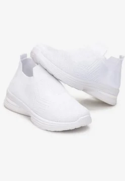 Białe Wsuwane Buty Sportowe na Płaskiej Podeszwie Sheina