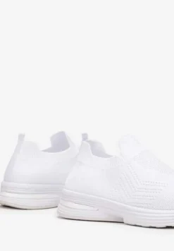 Białe Wsuwane Buty Sportowe na Płaskiej Podeszwie Sheina