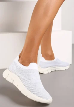 Białe Wsuwane Buty Sportowe ze Skarpetkową Cholewką Tiamonika