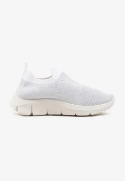 Białe Wsuwane Buty Sportowe ze Skarpetkową Cholewką Tiamonika