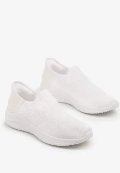 Białe Wsuwane Buty Sportowe Sneakersy z Siateczki Kolarietia