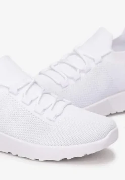 Białe Wsuwane Buty Sportowe z Wiązaniem i Metaliczną Ozdobą Amun