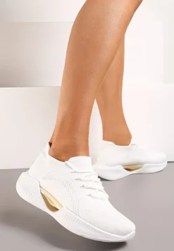 Białe Wsuwane Buty Sportowe z Elastyczną Cholewką i Ozdobną Podeszwą Instonia