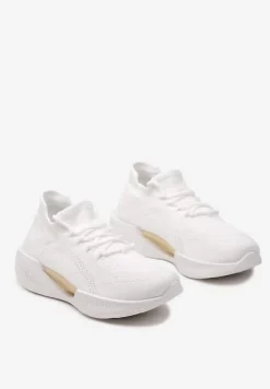 Białe Wsuwane Buty Sportowe z Elastyczną Cholewką i Ozdobną Podeszwą Instonia