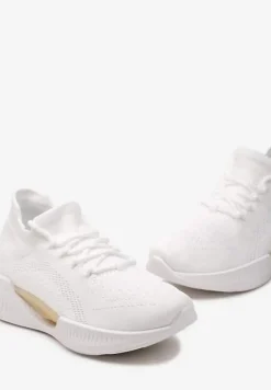 Białe Wsuwane Buty Sportowe z Elastyczną Cholewką i Ozdobną Podeszwą Instonia