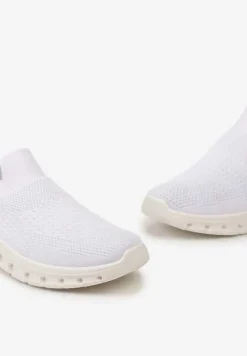Białe Wsuwane Buty Sportowe z Elastyczną Cholewką do Kostki Asigruna